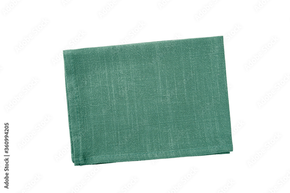Green napkin isolated on white background.