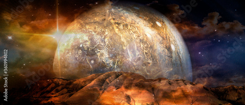 Obraz na plátně Beautiful multicolor landscape of an alien planet