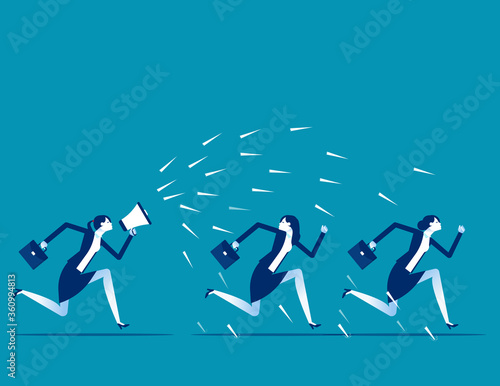 Bad message. Hurt words concept. Escape, Chasing
