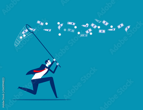 Catch conversation money. Business financial concept. Flat cartoon vector design