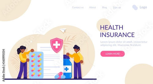 Medicine pill for disease treatment and prescription form. Medication concept. Collection of pharmacy drug in bottle and box. Modern flat illustration.