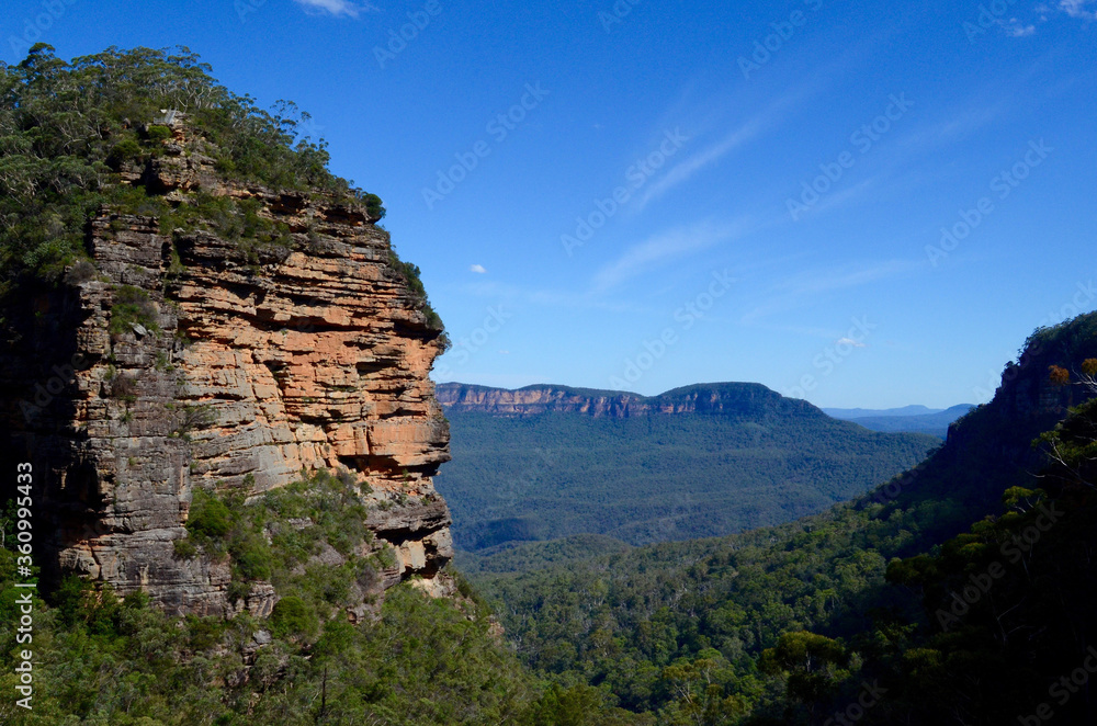 A view of the Blue Mountains from near Leura Cascades west of Sydney, Australia