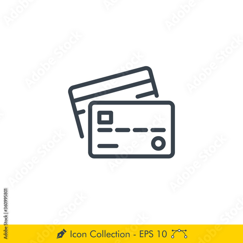 Credit Card Icon / Vector - In Line / Stroke Design