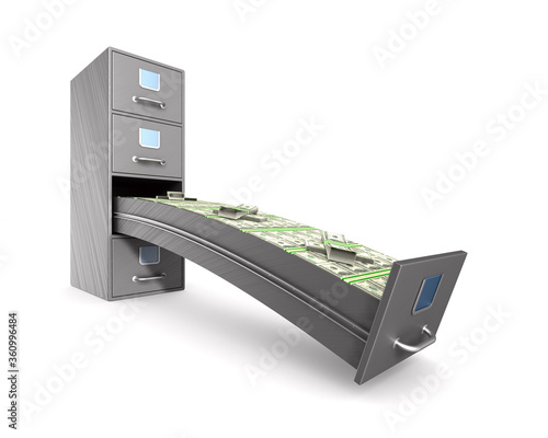 Money into filing cabinet o...
