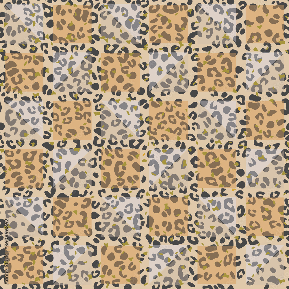 leopard animal print with beige orange abstract geometric textured print design