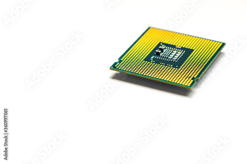CPU - Central processing unit microchip isolated on white background with copy space