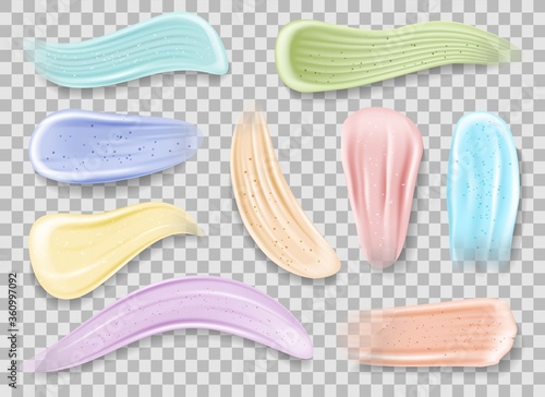 Realistic lotion masks on transparent