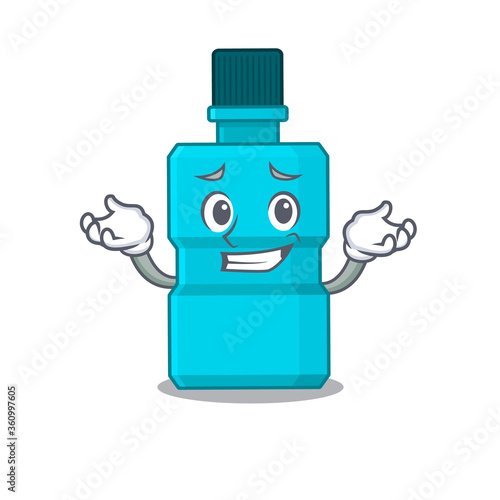 A sweet picture of grinning mouthwash caricature design style