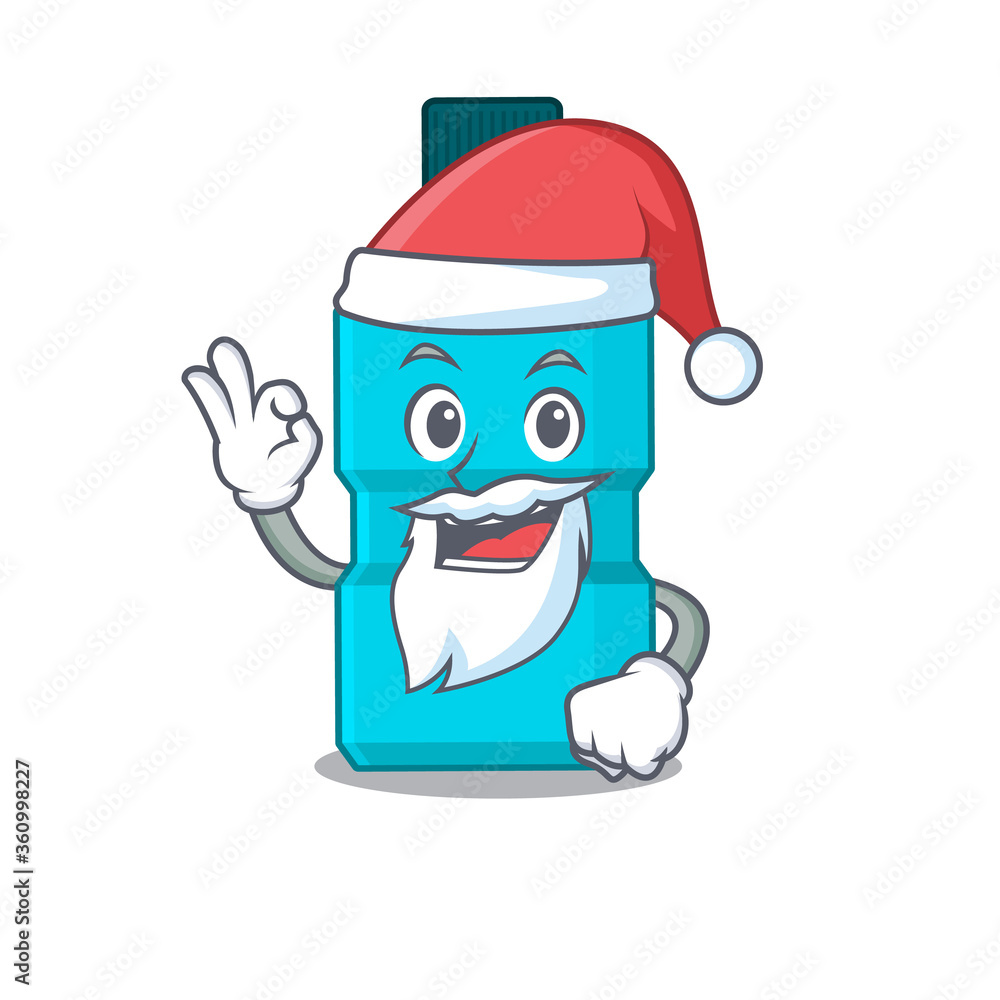 cartoon character of mouthwash Santa with cute ok finger