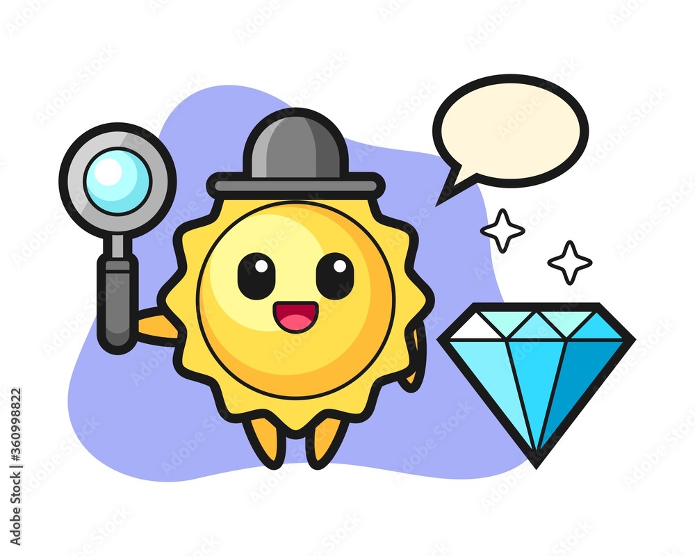 Sun cartoon with a diamond Sun cartoon with a diamond