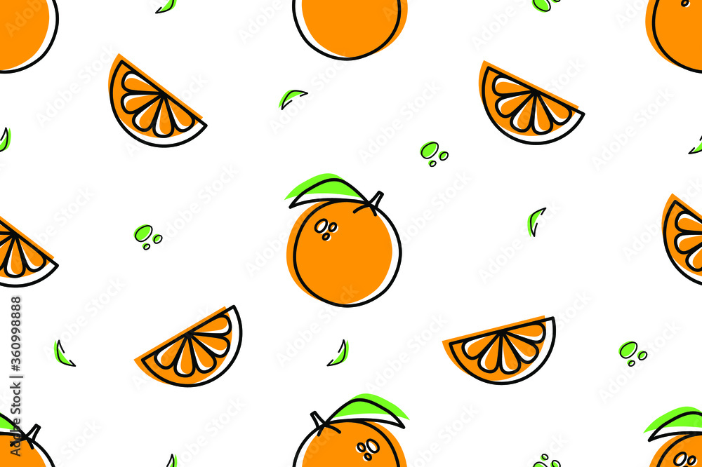 Naklejka premium Seamless pattern orange icons. Isolated on White background
