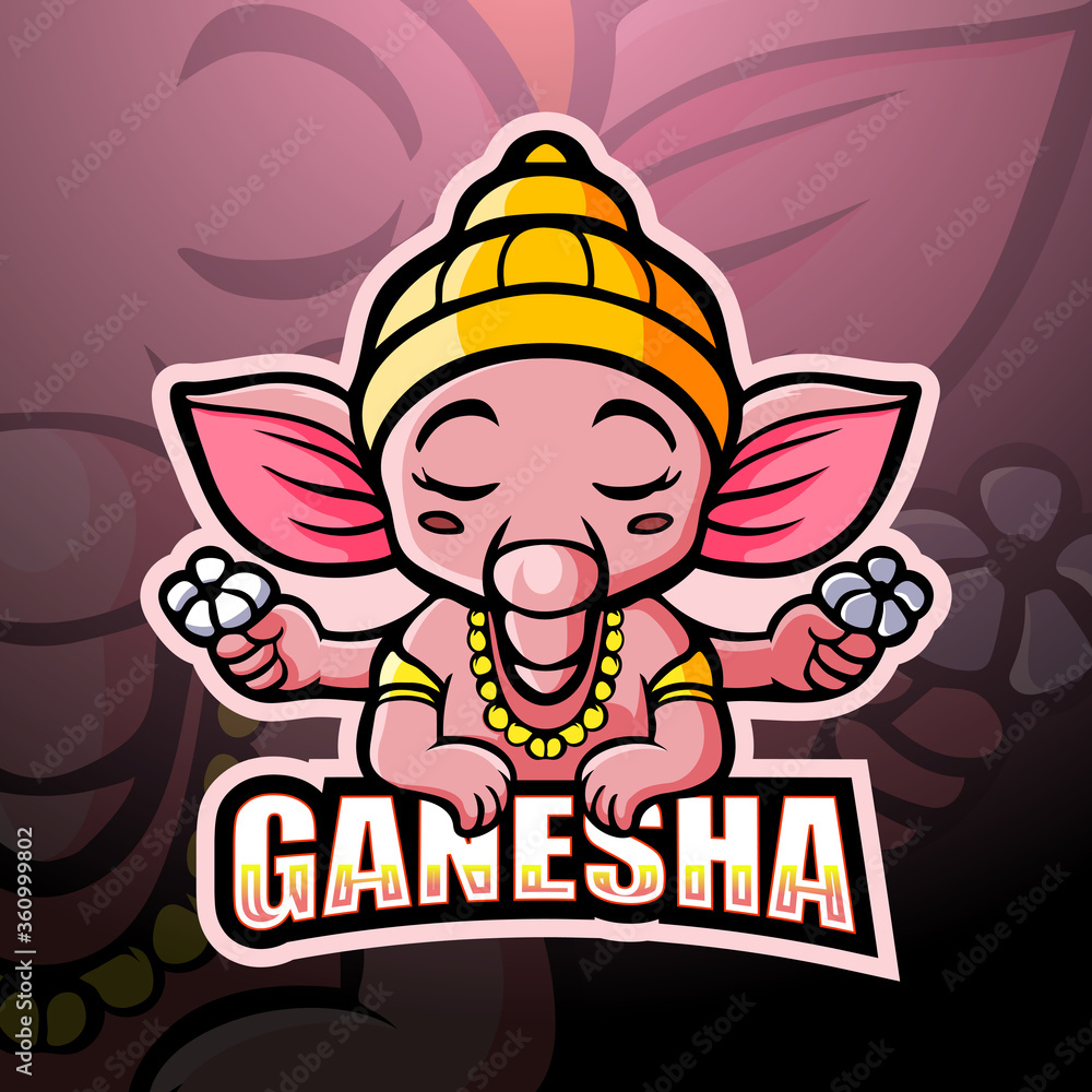Ganesha mascot esport logo design Ganesha mascot esport logo design