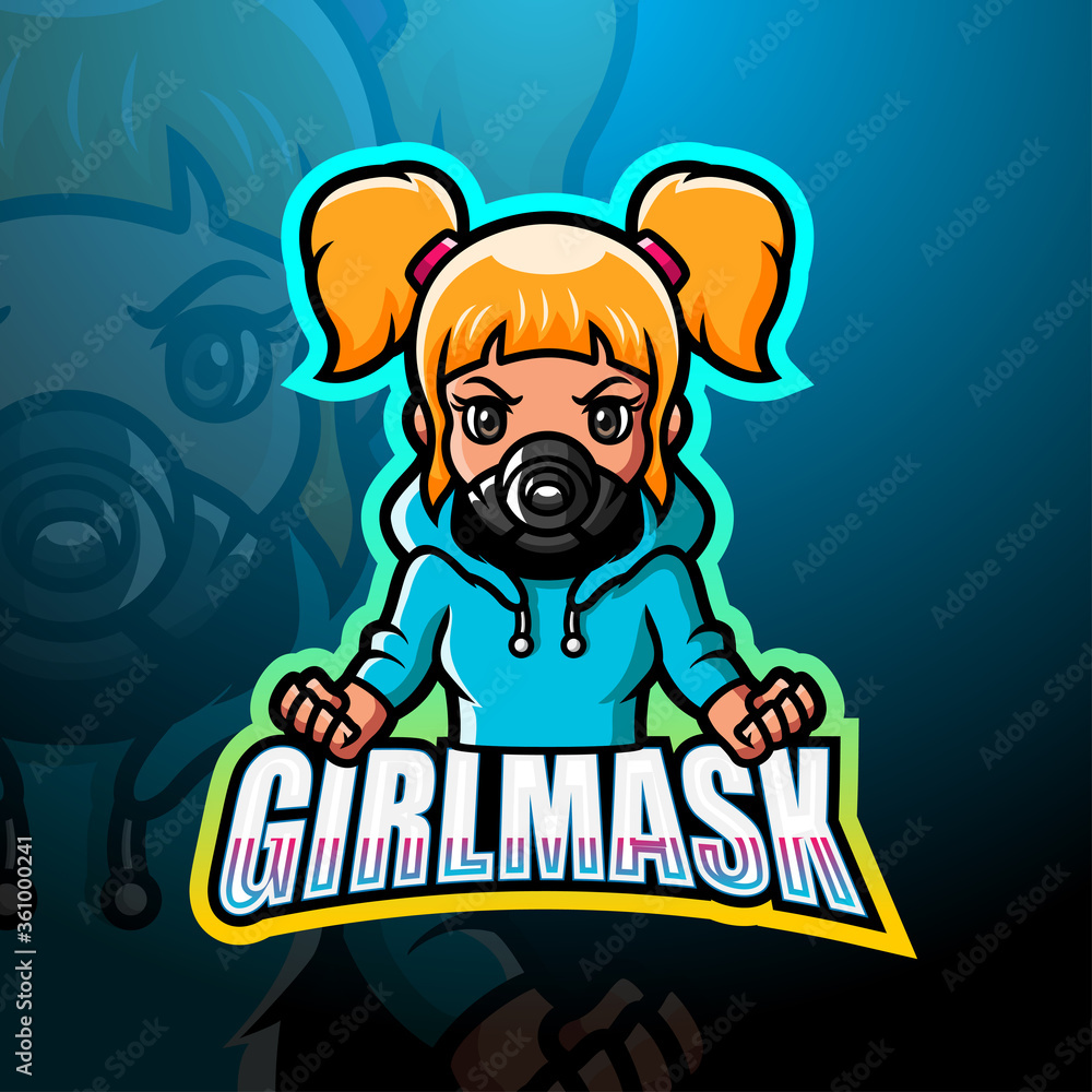 Girl mask mascot esport logo design Girl mask mascot esport logo design
