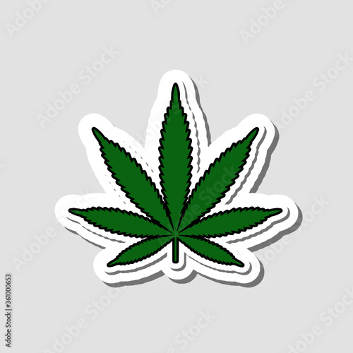 Cannabis leaf sticker icon isolated on gray background