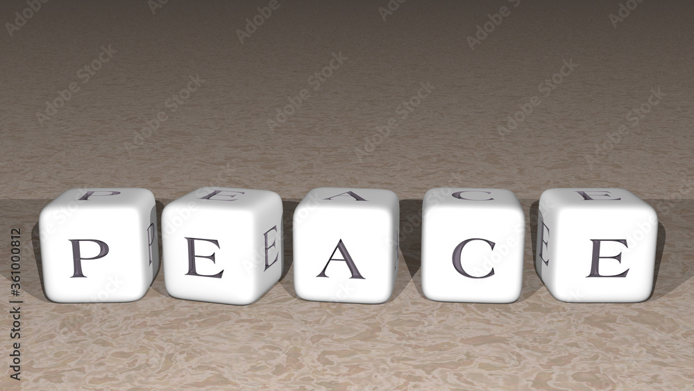 shiny PEACE built by cubic letters from the top perspective, excellent for the concept presentation in 3D illustration. background and beautiful shiny PEACE built by cubic letters from the top perspective, excellent for the concept presentation in 3D illustration. background and beautiful