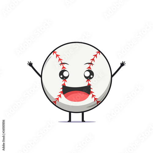 Photography Cute baseball character feeling happy isolated on white background