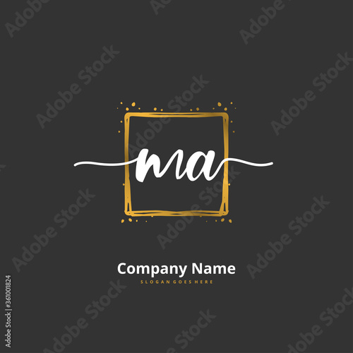 M A MA Initial handwriting and signature logo design with circle. Beautiful design handwritten logo for fashion, team, wedding, luxury logo.
