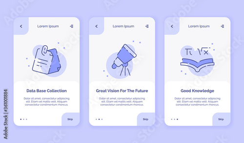 Onboarding icon creative data base collection great vision for the future good knowledge campaign for mobil apps landing template flat style