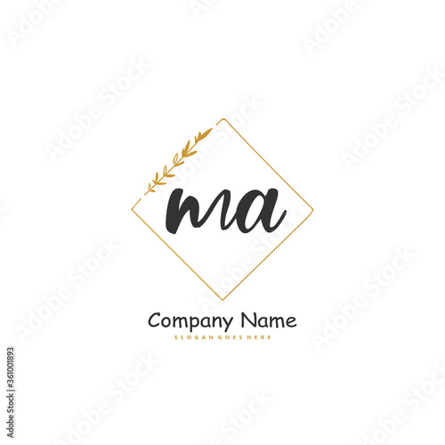 M A MA Initial handwriting and signature logo design with circle. Beautiful design handwritten logo for fashion, team, wedding, luxury logo.