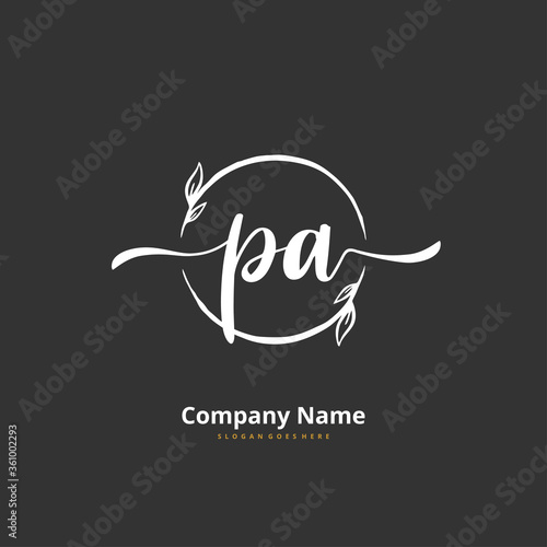 P A PA Initial handwriting and signature logo design with circle. Beautiful design handwritten logo for fashion, team, wedding, luxury logo.