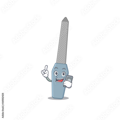 caricature character design style of nail file speaking on phone