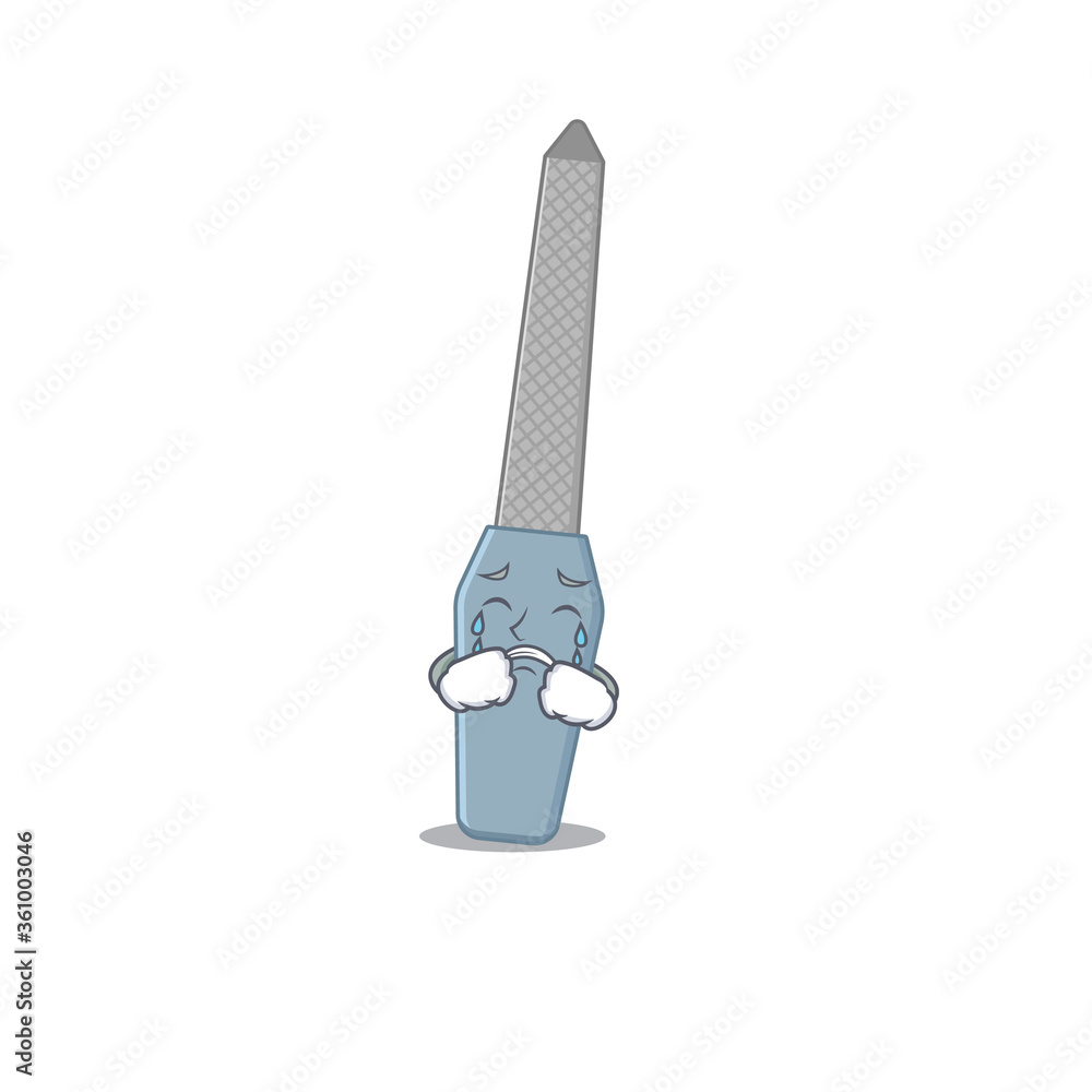 Caricature design style of nail file with a sad face Caricature design style of nail file with a sad face