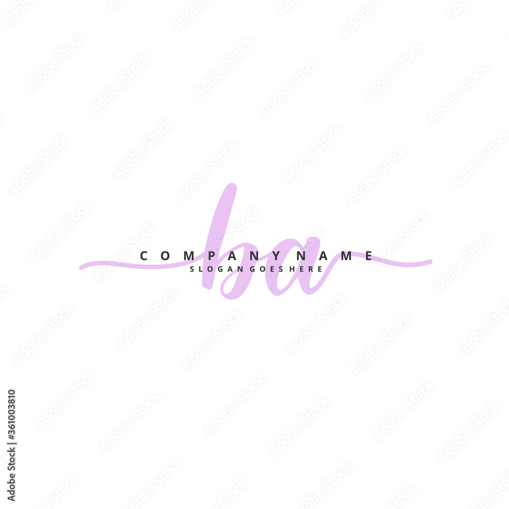 B A BA Initial handwriting and signature logo design with circle. Beautiful design handwritten logo for fashion, team, wedding, luxury logo.