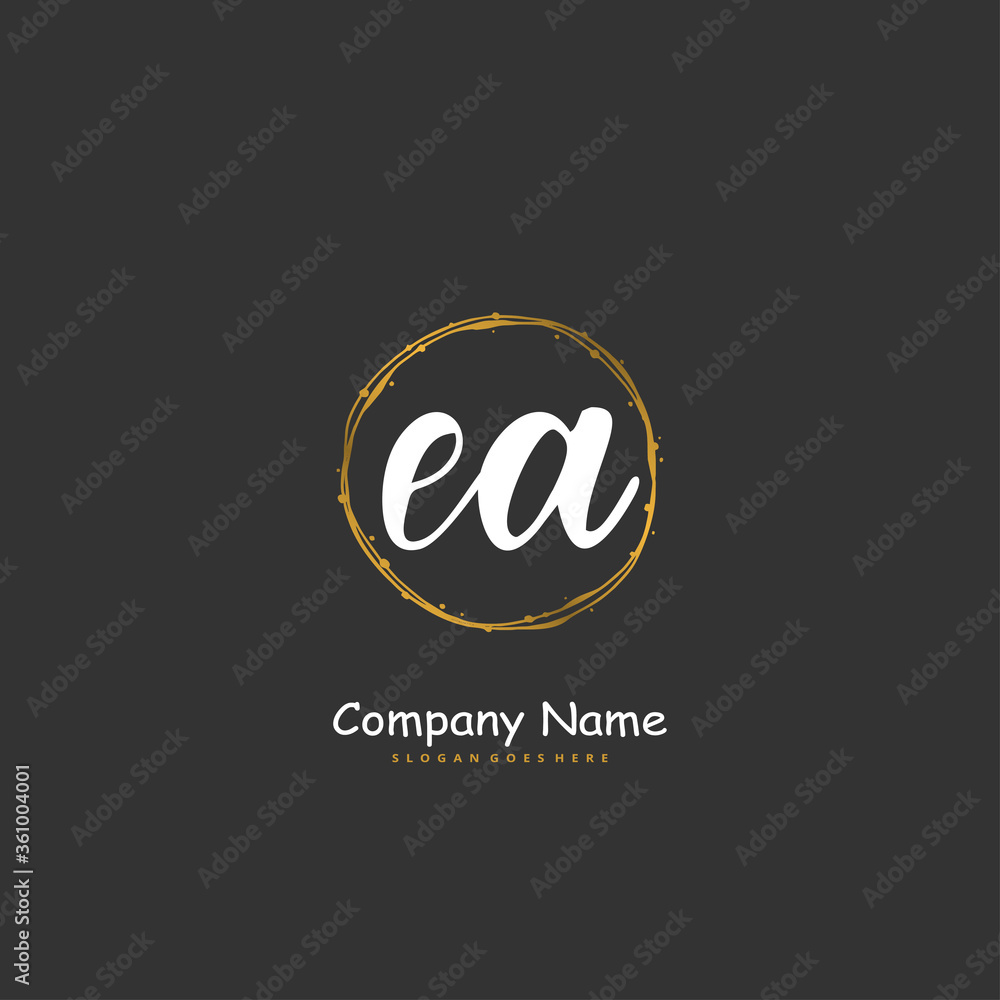 E A EA Initial handwriting and signature logo design with circle. Beautiful design handwritten logo for fashion, team, wedding, luxury logo.