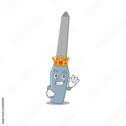 A humble King of nail file caricature design style with gold crown