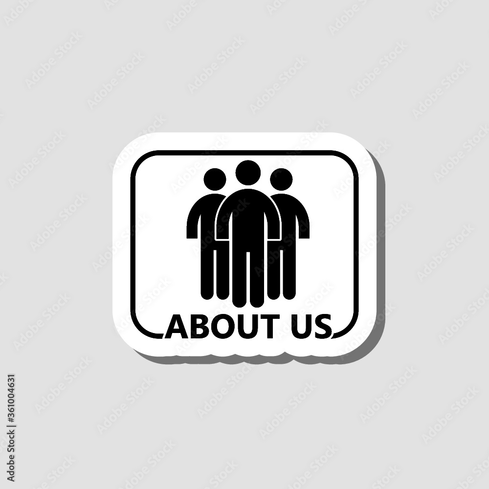 About Us Sticker isolated on gray background About Us Sticker isolated on gray background