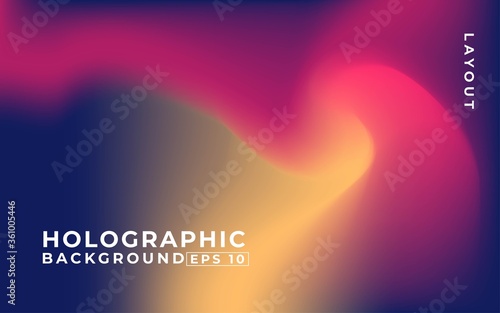 Abstract blur gradient holographic background with trend pastel blue, orange, red, violet and black colors for design concepts, wallpapers, web, presentations and prints. Vector illustration.
