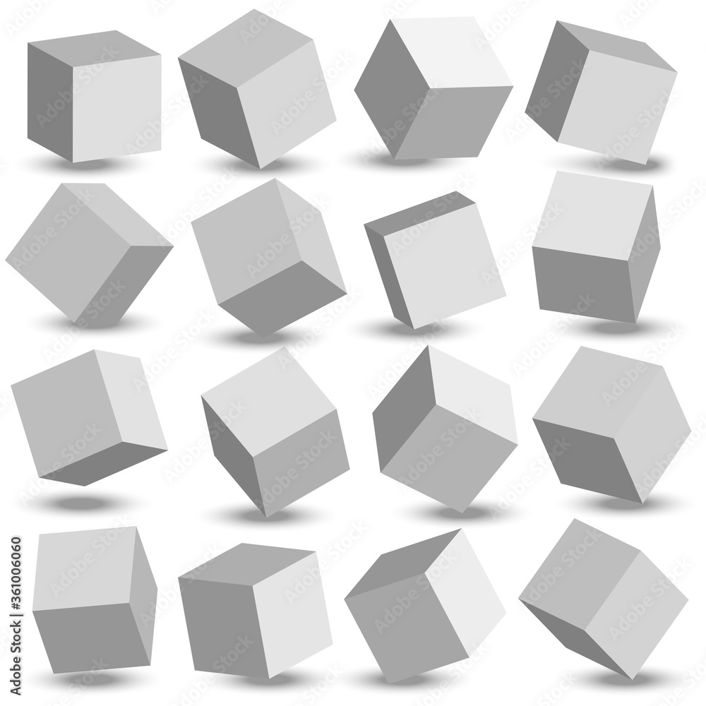 3d modeling white cubes. White cubes. Vector 3d modeling white cubes. White cubes. Vector