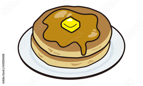 お皿に乗ったシンプルなバターのホットケーキ