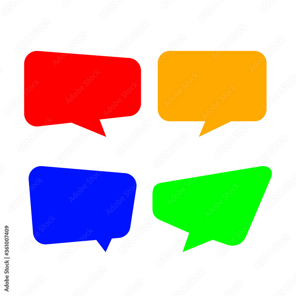 speech bubble for message talk, copy space text, colorful speech bubble square isolated on white, label speech bubble red yellow blue and green, template dialog speech sign of communication speech bubble for message talk, copy space text, colorful speech bubble square isolated on white, label speech bubble red yellow blue and green, template dialog speech sign of communication