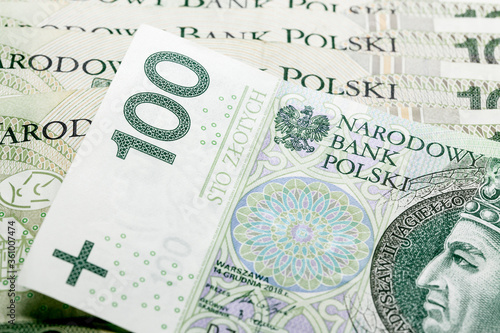 Polish zloty currency money background with banknotes 