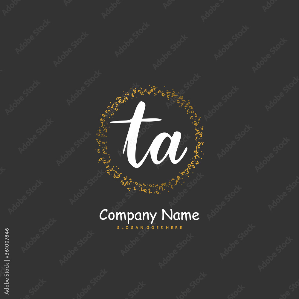 T A TA Initial handwriting and signature logo design with circle. Beautiful design handwritten logo for fashion, team, wedding, luxury logo. T A TA Initial handwriting and signature logo design with circle. Beautiful design handwritten logo for fashion, team, wedding, luxury logo.