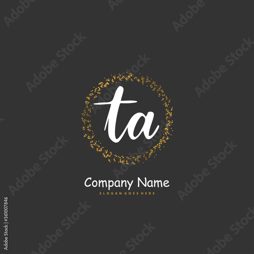 T A TA Initial handwriting and signature logo design with circle. Beautiful design handwritten logo for fashion, team, wedding, luxury logo.