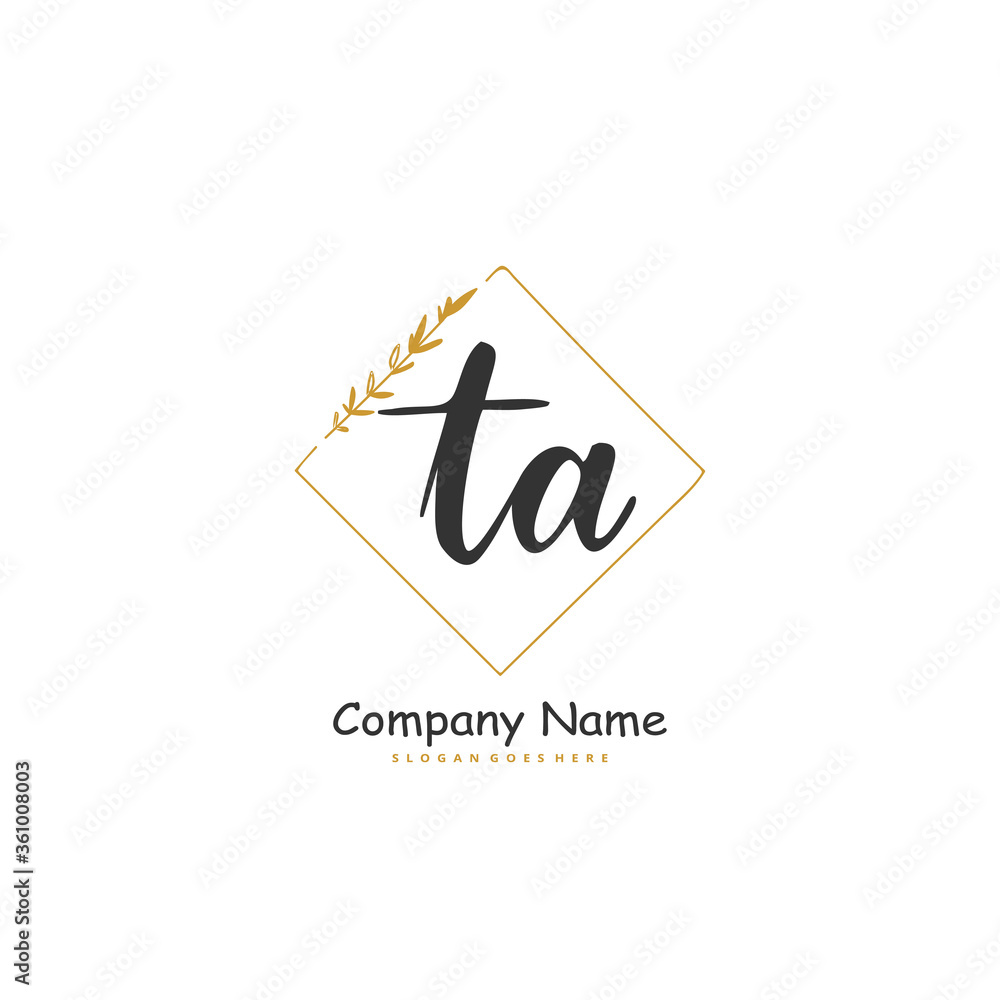 T A TA Initial handwriting and signature logo design with circle. Beautiful design handwritten logo for fashion, team, wedding, luxury logo. T A TA Initial handwriting and signature logo design with circle. Beautiful design handwritten logo for fashion, team, wedding, luxury logo.