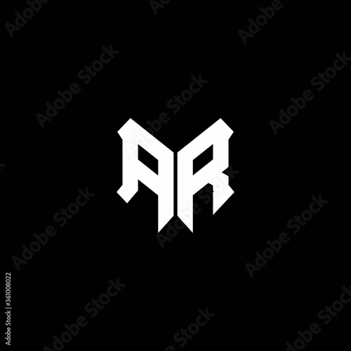 ar logo monogram with shield shape design template