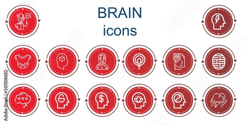 Editable 14 brain icons for web and mobile