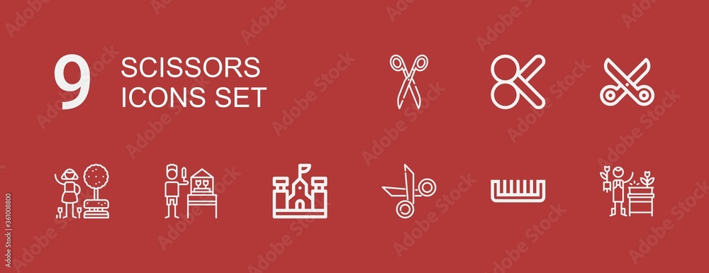 Editable 9 scissors icons for web and mobile Editable 9 scissors icons for web and mobile