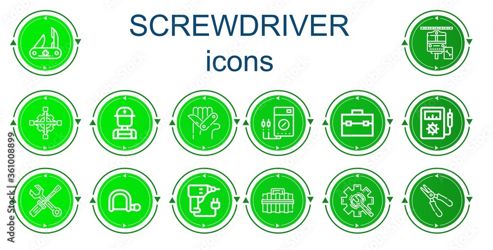 Editable 14 screwdriver icons for web and mobile Editable 14 screwdriver icons for web and mobile