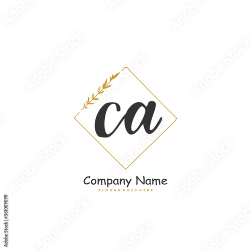 C A CA Initial handwriting and signature logo design with circle. Beautiful design handwritten logo for fashion, team, wedding, luxury logo.