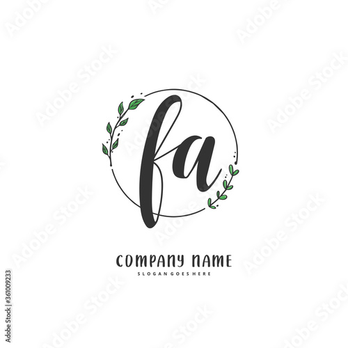 F A FA Initial handwriting and signature logo design with circle. Beautiful design handwritten logo for fashion, team, wedding, luxury logo.