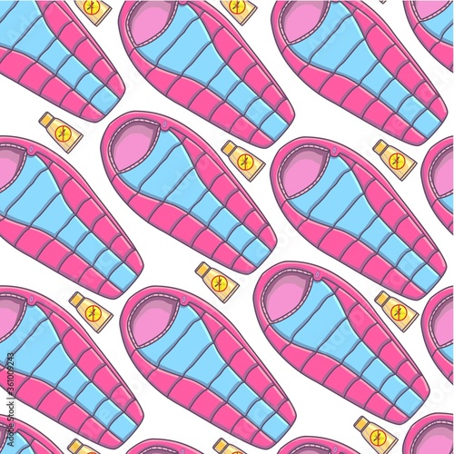 Sleeping bag and anti mosquito repellent seamless pattern