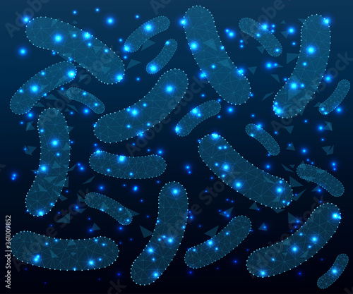 Bacteria probiotics, polygon, blue 5