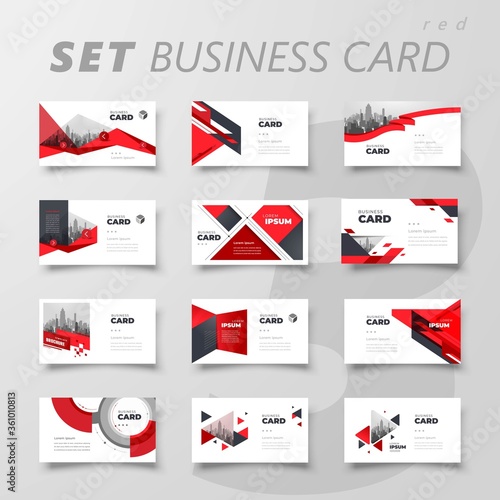 Set Business card red color template