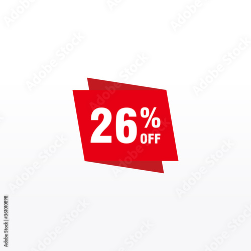 26 discount, Sales Vector badges for Labels, , Stickers, Banners, Tags, Web Stickers, New offer. Discount origami sign banner