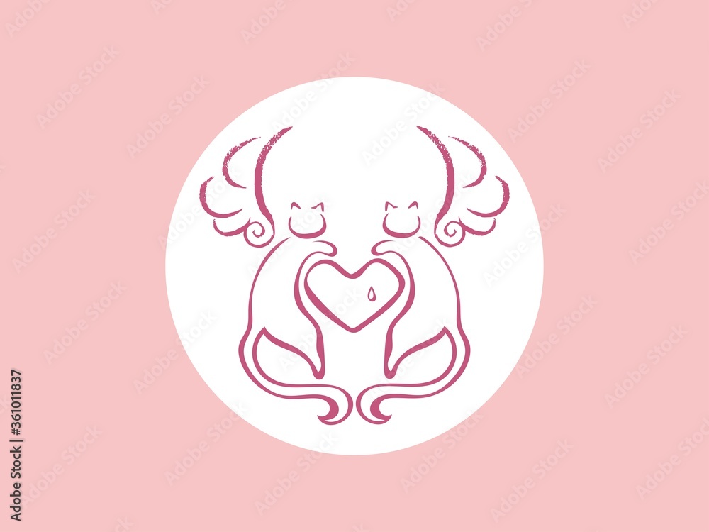 Angel, Winged cats,heart, mental care, logo,icon,line drawing, vector Angel, Winged cats,heart, mental care, logo,icon,line drawing, vector
