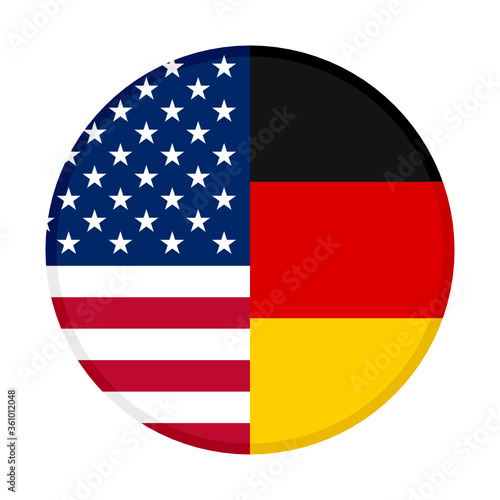 round icon with united states of america and germany flags. vector illustration isolated on white background